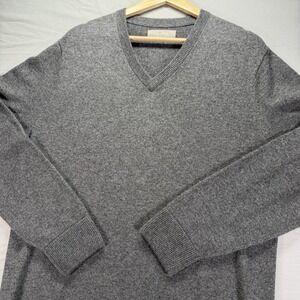 Everlane Cashmere Sweater Mens Large Gray V Neck Soft Preppy Travel Knit